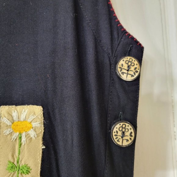 Hand Block Art To Wear Printed and Embroidered Rayon Dress Vintage 1990s - Picture 6 of 7